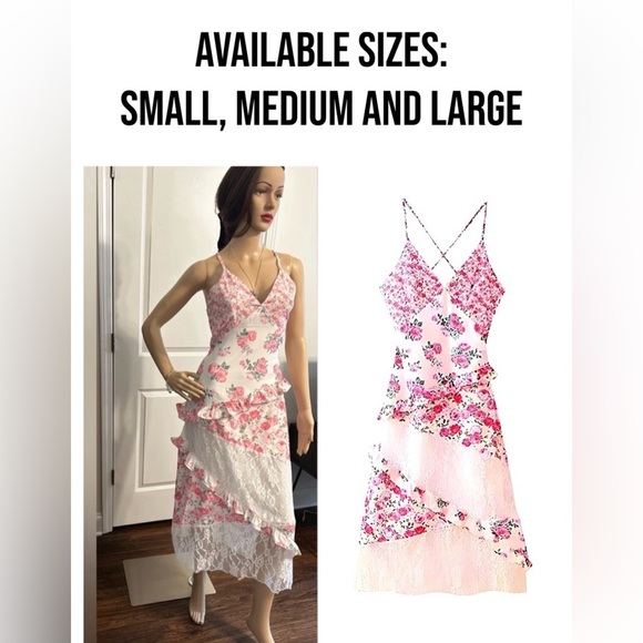 NIP-Floral and Lace Maxi V Neck Dress - Picture 1 of 11